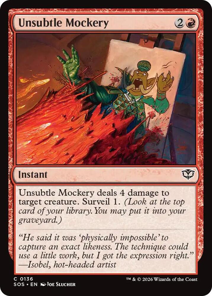 Unsubtle Mockery 136 card from Secrets of Strixhaven