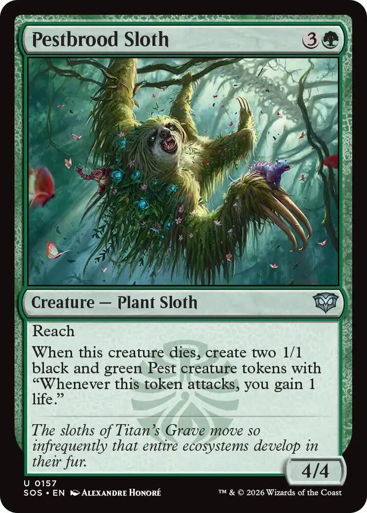 Pestbrood Sloth 157 card from Secrets of Strixhaven