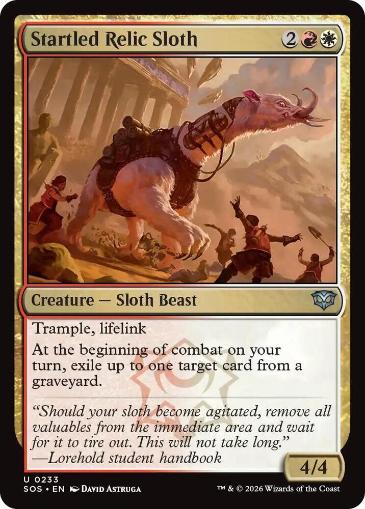 Startled Relic Sloth 233 card from Secrets of Strixhaven