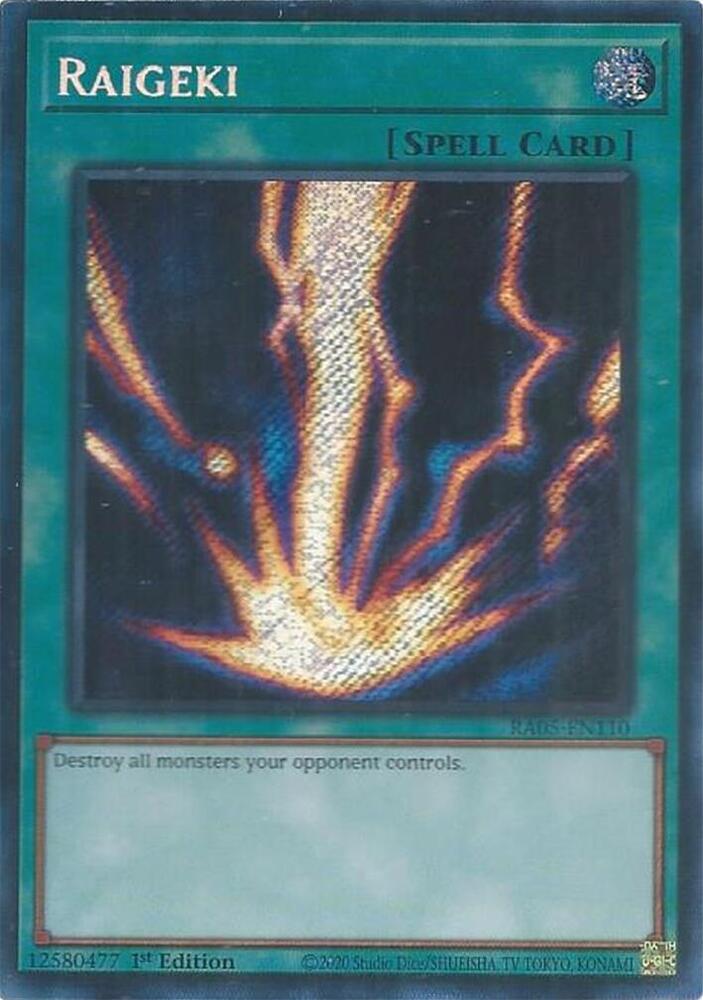 Raigeki (Secret Rare) RA05-EN110 card from Rarity Collection 5