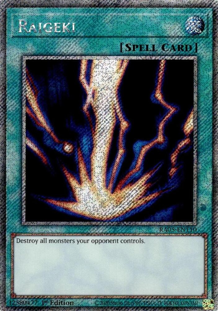 Raigeki (Platinum Secret Rare) RA05-EN110 card from Rarity Collection 5