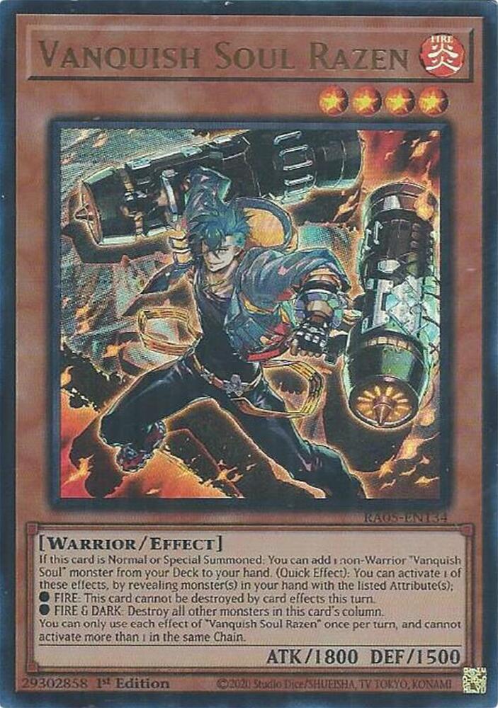 Vanquish Soul Razen (Ultra Rare) RA05-EN134 card from Rarity Collection 5
