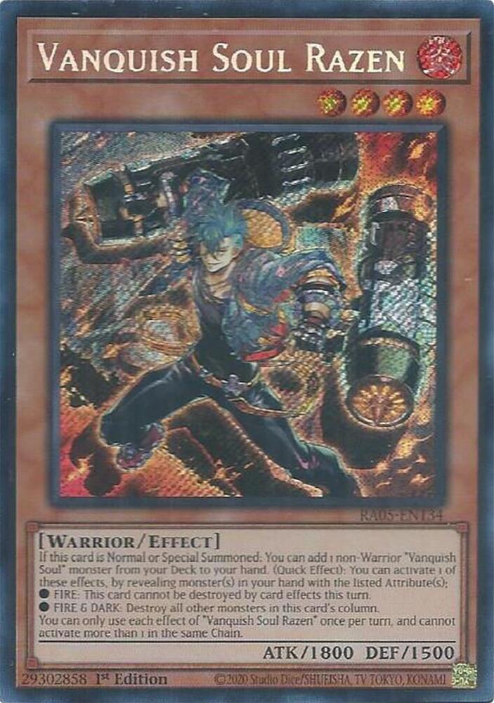 Vanquish Soul Razen (Secret Rare) RA05-EN134 card from Rarity Collection 5