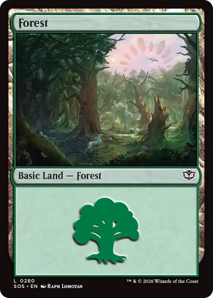 Forest 280 card from Secrets of Strixhaven