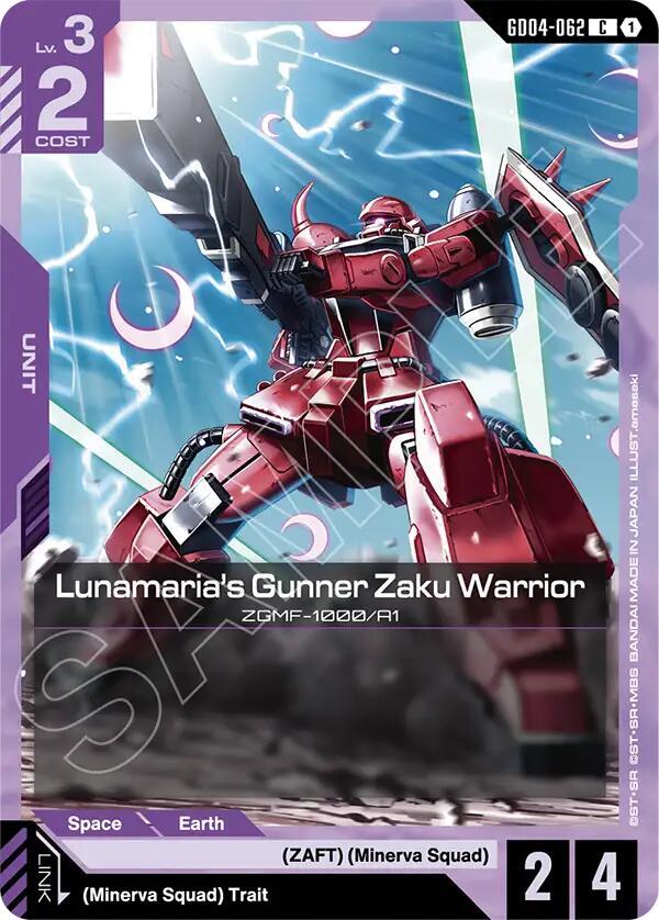 Lunamaria's Gunner Zaku Warrior GD04-062 card from Phantom Aria