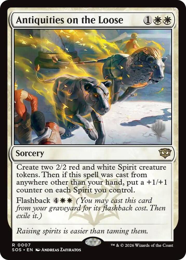 Antiquities on the Loose 7 card from Promo Pack: Secrets of Strixhaven