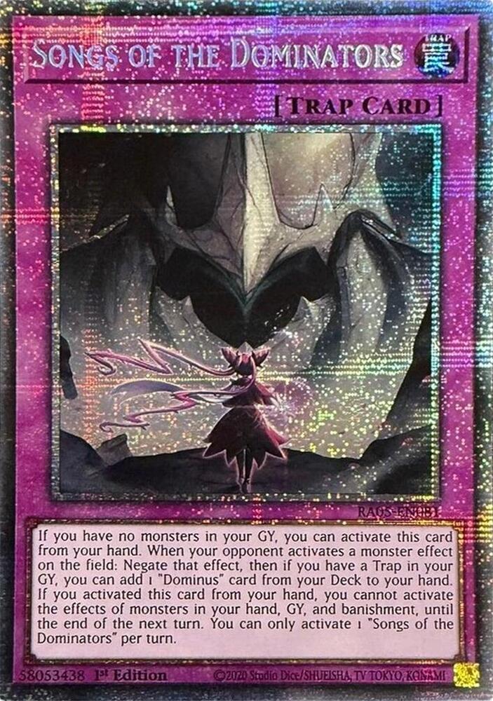Songs of the Dominators (Starlight Rare) RA05-EN081 card from Rarity Collection 5