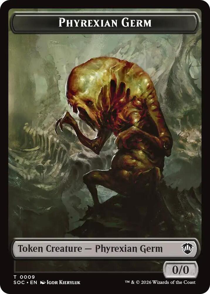 Phyrexian Germ // Treasure Double-Sided Token 9 // 12 card from Commander: Secrets of Strixhaven