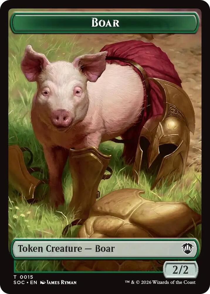 Boar // Fractal Double-Sided Token 15 // 5 card from Commander: Secrets of Strixhaven