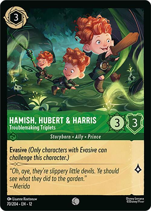 Hamish, Hubert & Harris - Troublemaking Triplets 70/204 card from Wilds Unknown