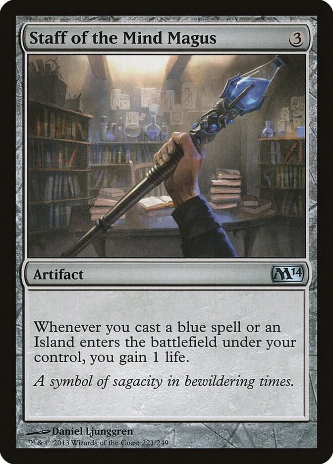 Staff of the Mind Magus 221 card from Magic 2014 (M14)