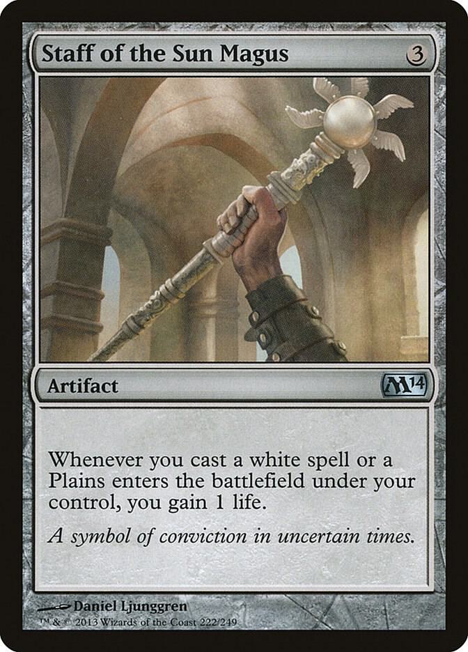 Staff of the Sun Magus 222 card from Magic 2014 (M14)