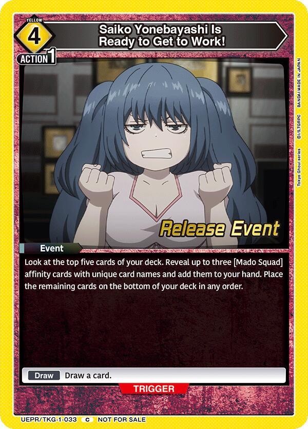 Saiko Yonebayashi Is Ready to Get to Work! UEPR/TKG-1-033 card from UE18BT: Tokyo Ghoul Release Event Cards