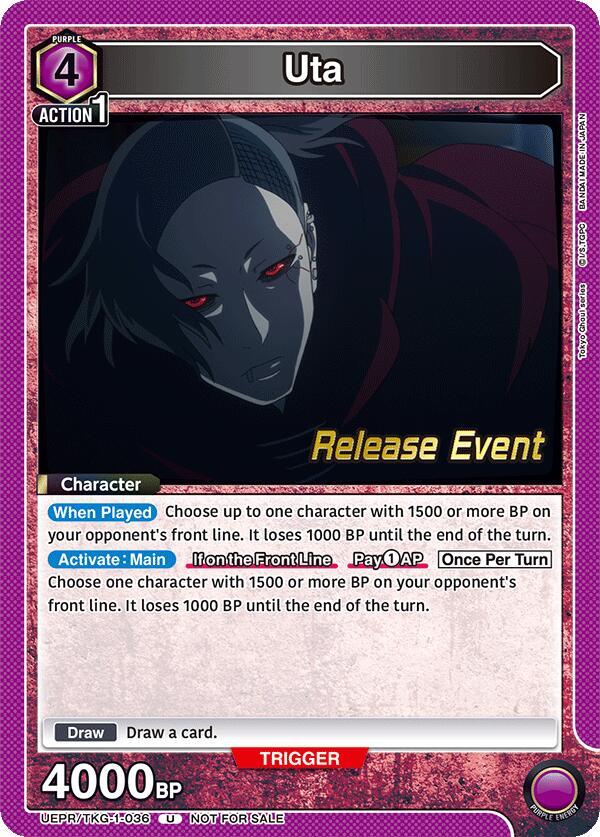 Uta UEPR/TKG-1-036 card from UE18BT: Tokyo Ghoul Release Event Cards