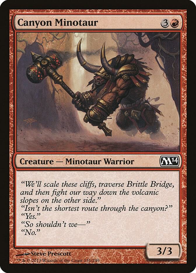 Canyon Minotaur 131 card from Magic 2014 (M14)