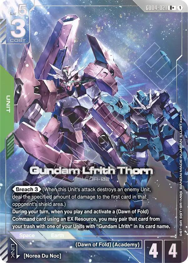 Gundam Lfrith Thorn (R+) GD04-021 card from Phantom Aria