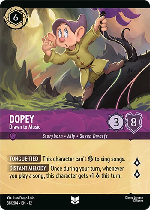 Dopey - Drawn to Music (Foil) 38/204 card from Wilds Unknown