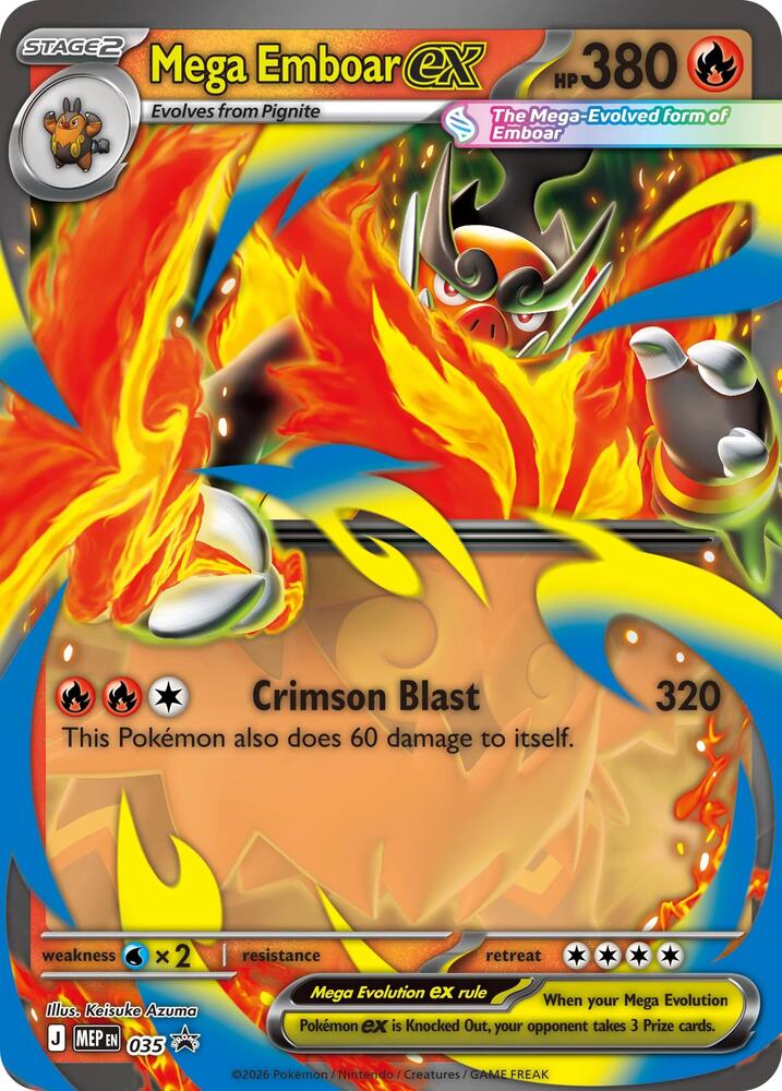 Mega Emboar ex 035 card from Jumbo Cards