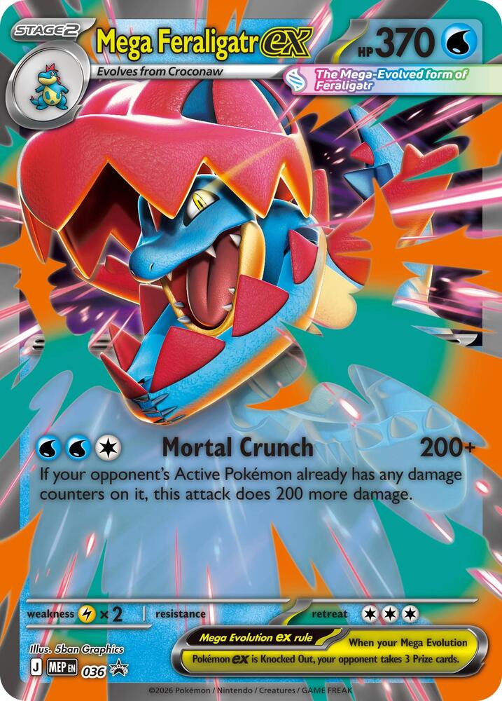Mega Feraligatr ex 036 card from ME: Mega Evolution Promo
