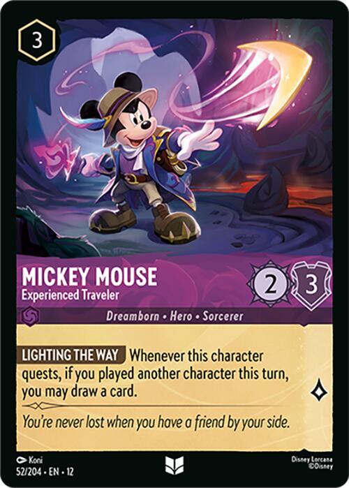 Mickey Mouse - Experienced Traveler 52/204 card from Wilds Unknown