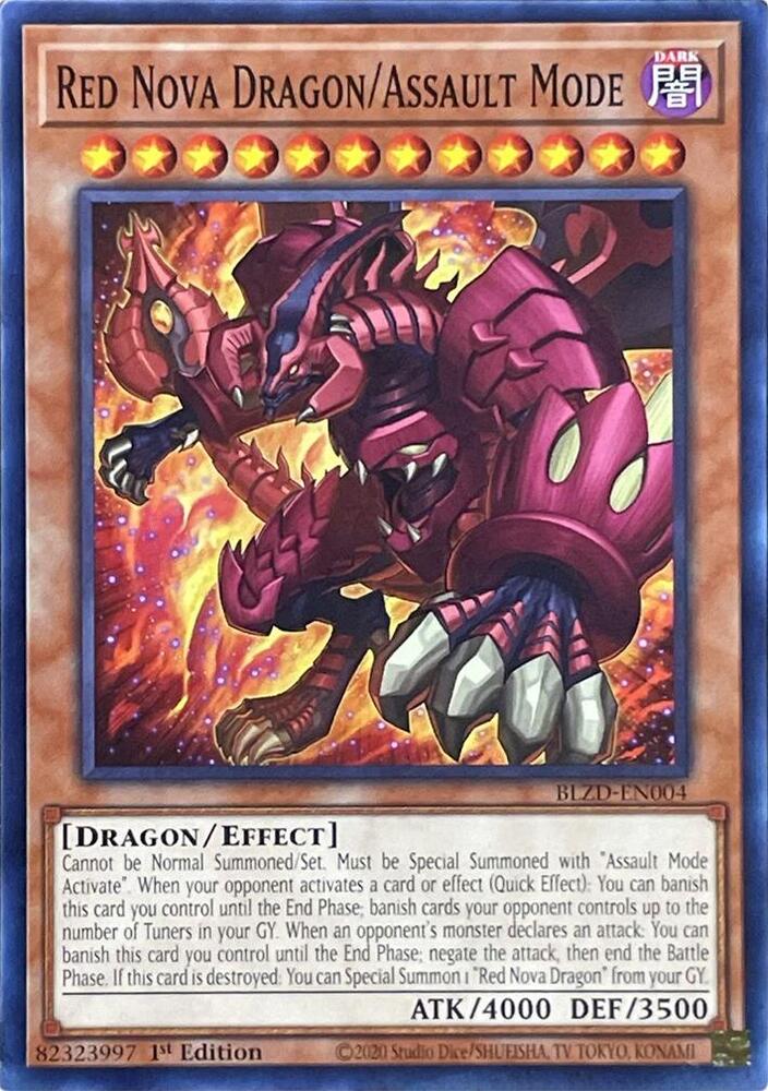 Red Nova Dragon/Assault Mode BLZD-EN004 card from Blazing Dominion