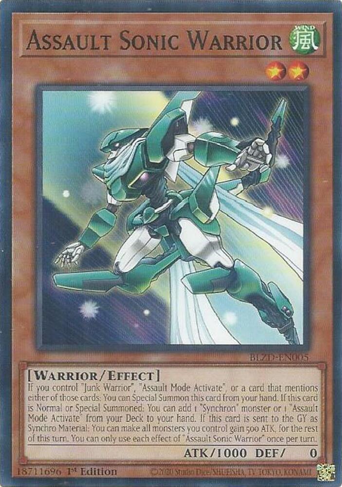 Assault Sonic Warrior BLZD-EN005 card from Blazing Dominion