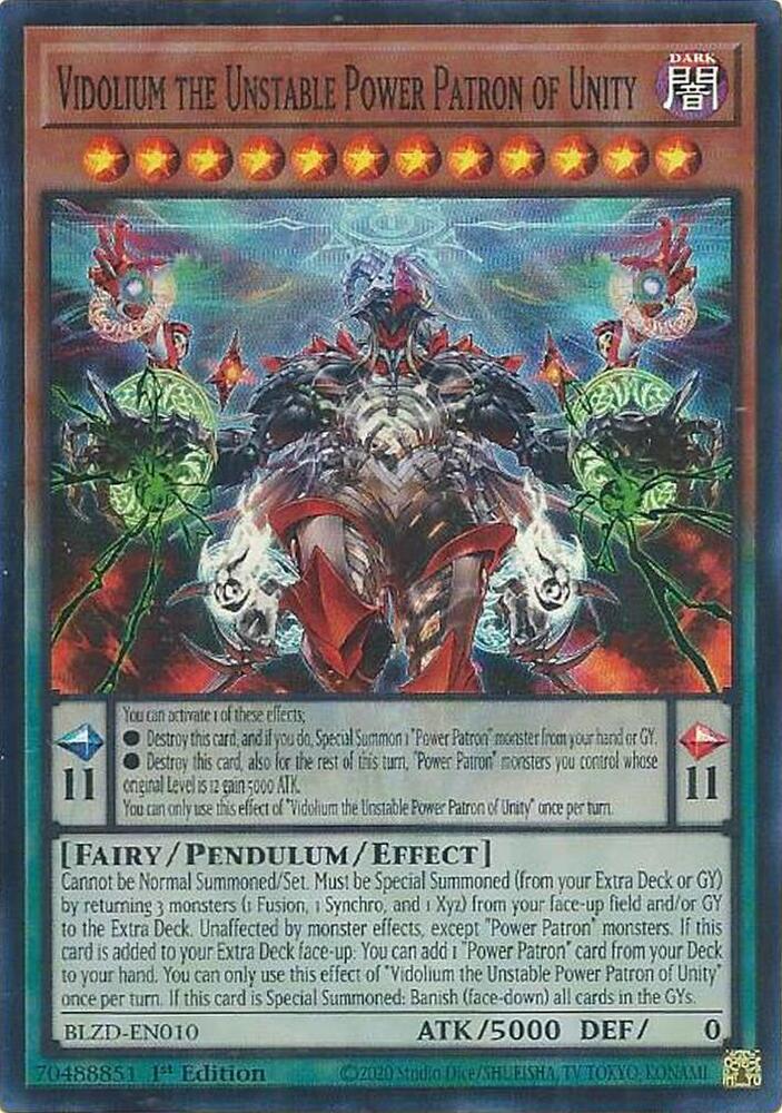 Vidolium the Unstable Power Patron of Unity BLZD-EN010 card from Blazing Dominion