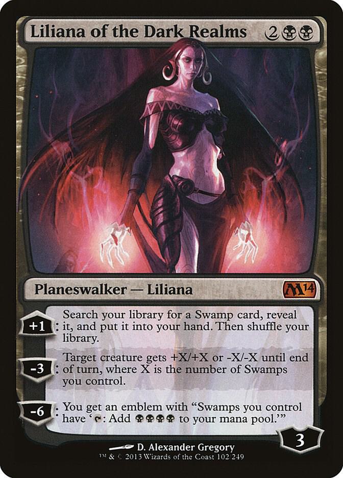 Liliana of the Dark Realms 102 card from Magic 2014 (M14)