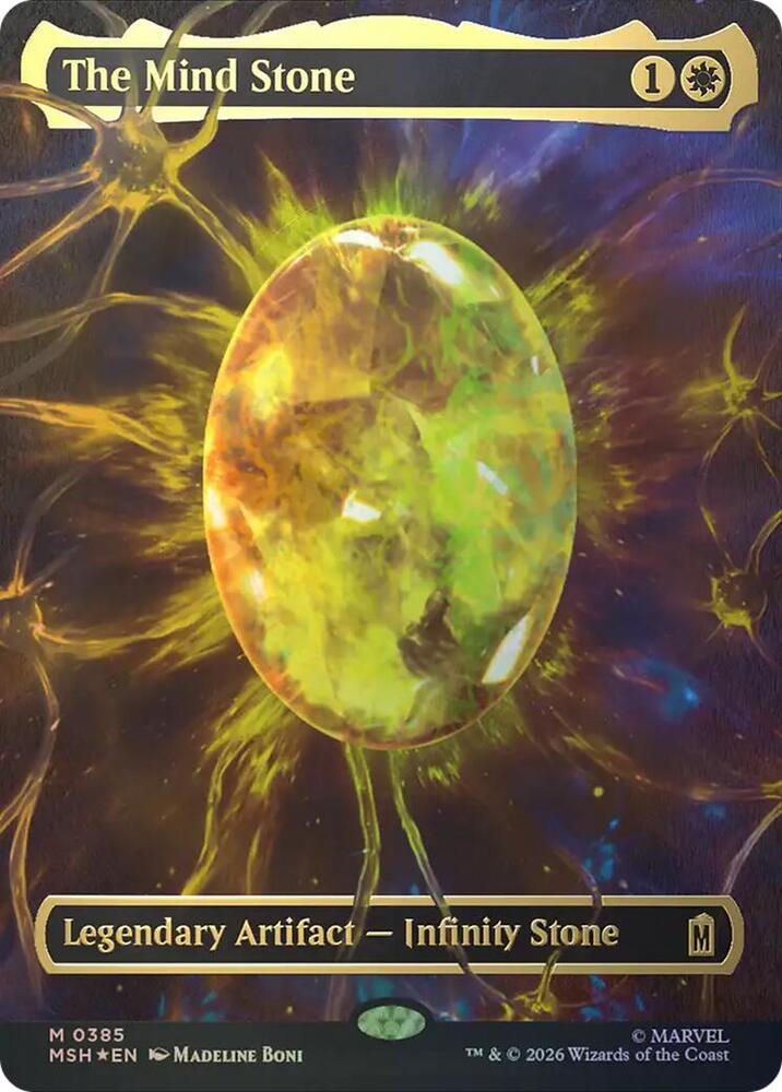 The Mind Stone (Borderless) (Cosmic Foil) 385 card from Marvel Super Heroes