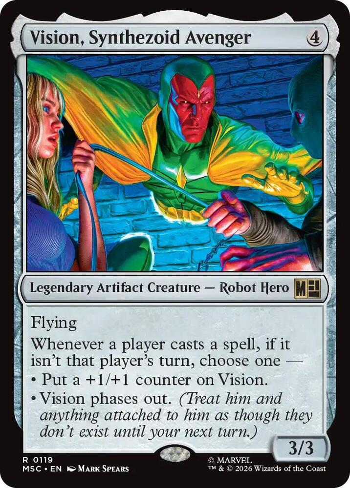 Vision, Synthezoid Avenger 119 card from Commander: Marvel Super Heroes