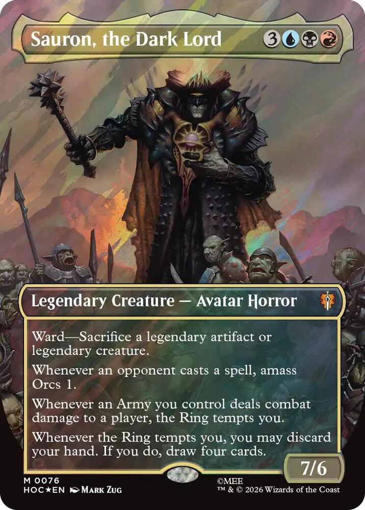 Sauron, the Dark Lord (Borderless) (Surge Foil) 76 card from The Hobbit: Eternal-Legal
