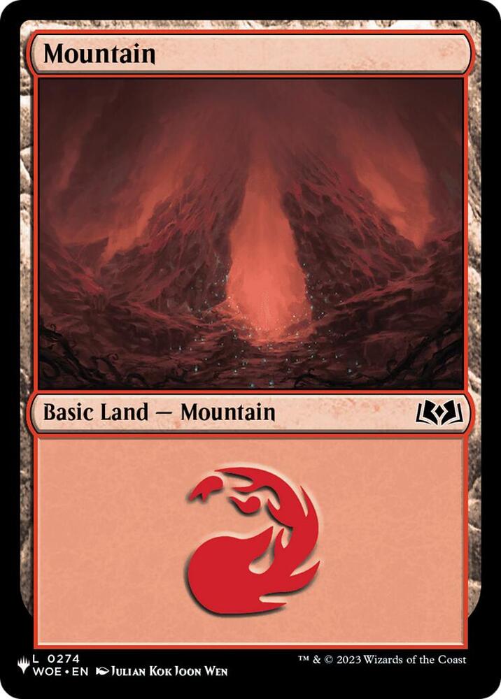 Mountain (WOE) 274 card from The List Reprints