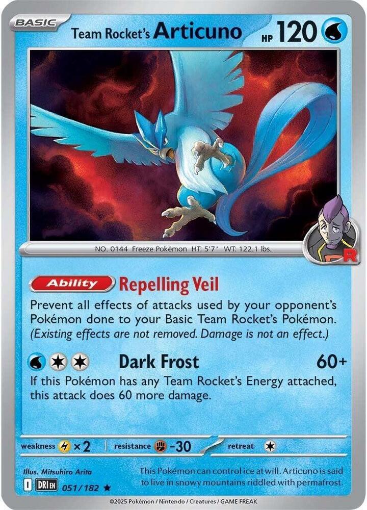 Team Rocket's Articuno (Non-Holo) 051/182 card from Deck Exclusives
