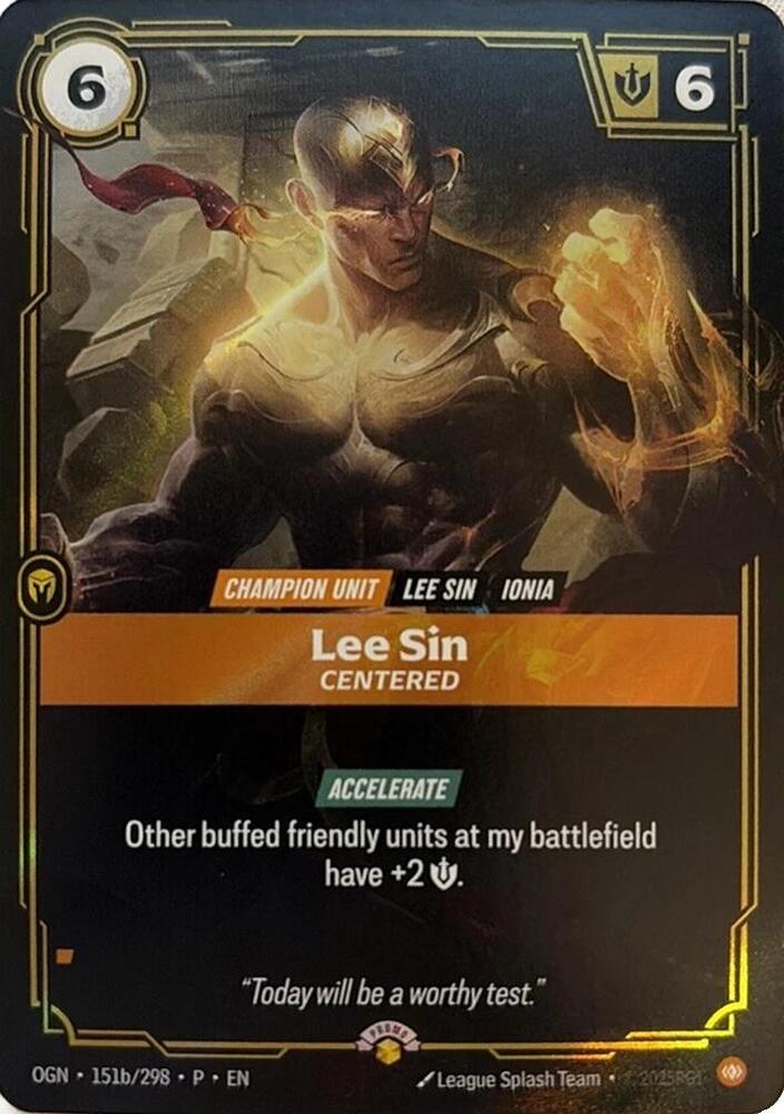 Lee Sin - Centered 151b/298 card from Riftbound Organized Play Promotional Cards