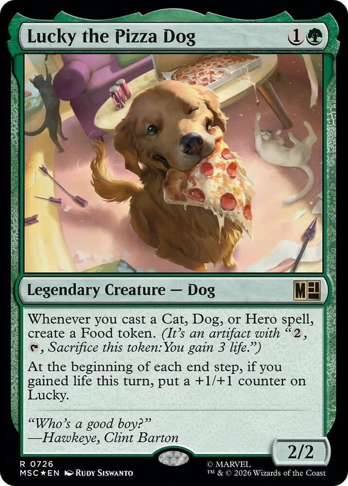 Lucky the Pizza Dog 726 card from Commander: Marvel Super Heroes
