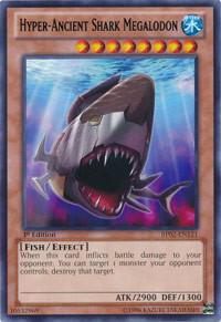 Hyper-Ancient Shark Megalodon BP02-EN121 card from Battle Pack 2: War of the Giants