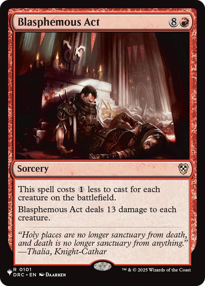 Blasphemous Act (DRC) 101 card from The List Reprints