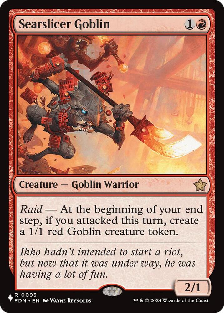 Searslicer Goblin 93 card from The List Reprints