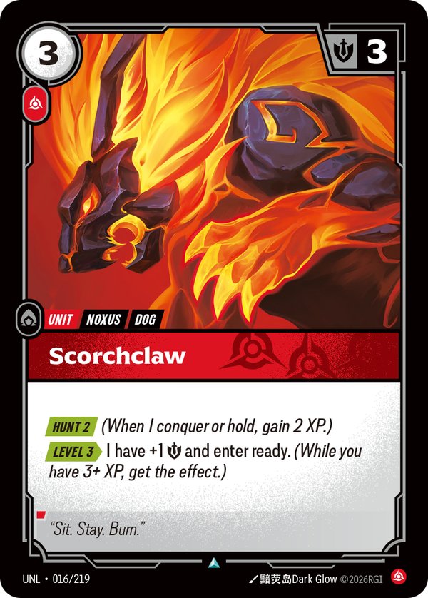Scorchclaw 016/219 card from Riftbound Organized Play Promotional Cards