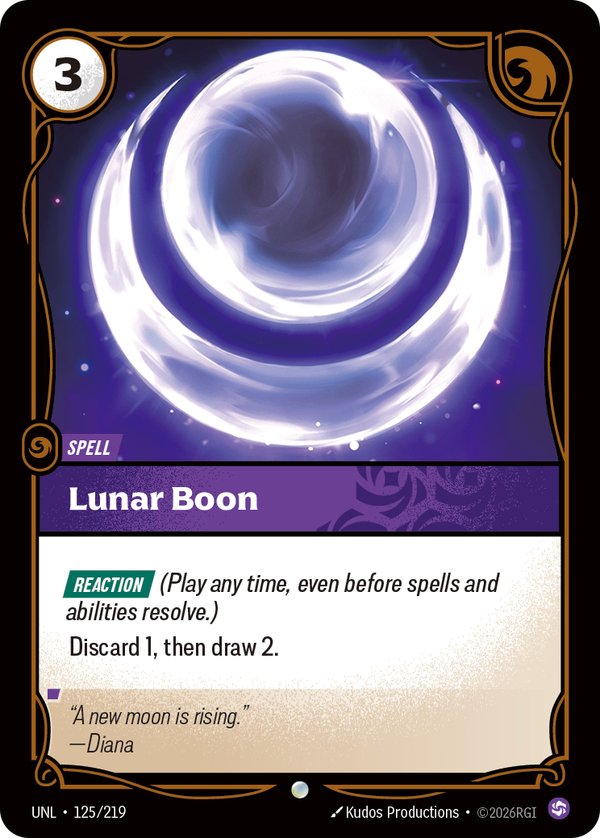 Lunar Boon 125/219 card from Riftbound Organized Play Promotional Cards