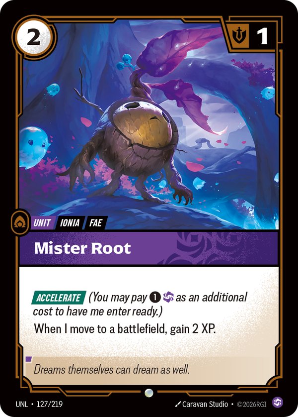 Mister Root 127/219 card from Riftbound Organized Play Promotional Cards