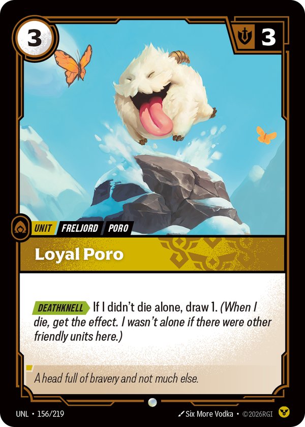 Loyal Poro 156/219 card from Riftbound Organized Play Promotional Cards