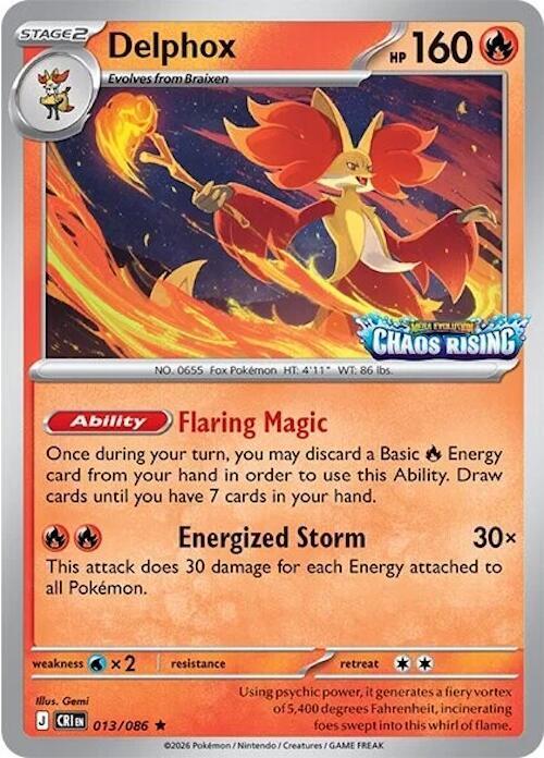 Delphox (Chaos Rising Stamped) 013/086 card from Miscellaneous Cards & Products