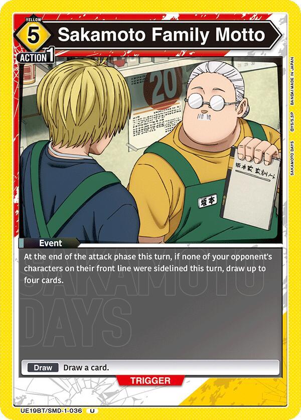 Sakamoto Family Motto UE19BT/SMD-1-036 card from UE19BT: SAKAMOTO DAYS