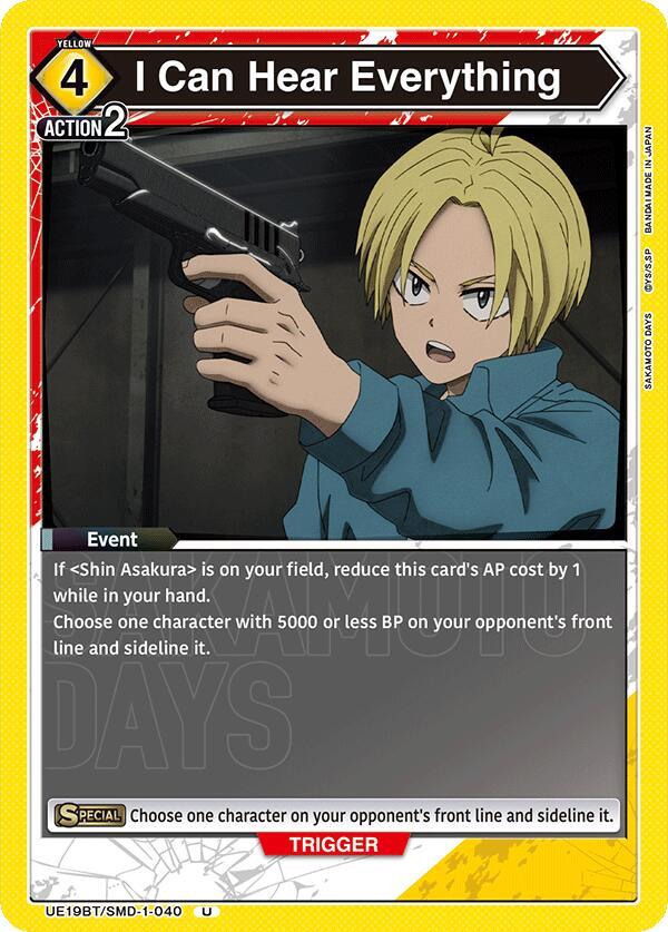 I Can Hear Everything UE19BT/SMD-1-040 card from UE19BT: SAKAMOTO DAYS