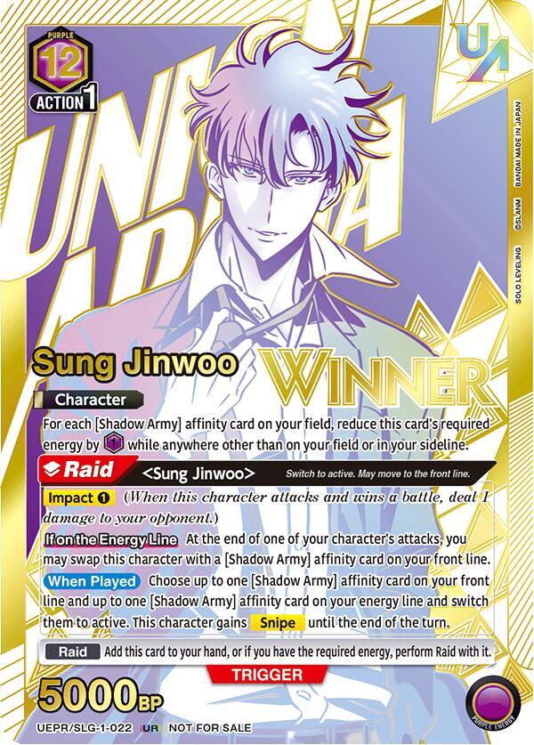 Sung Jinwoo (UR) (Winner) UEPR/SLG-1-022 card from Union Arena Promotion Cards