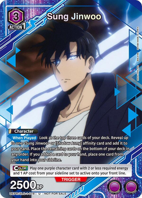 Sung Jinwoo UEPR/SLG-1-018 card from Union Arena Promotion Cards