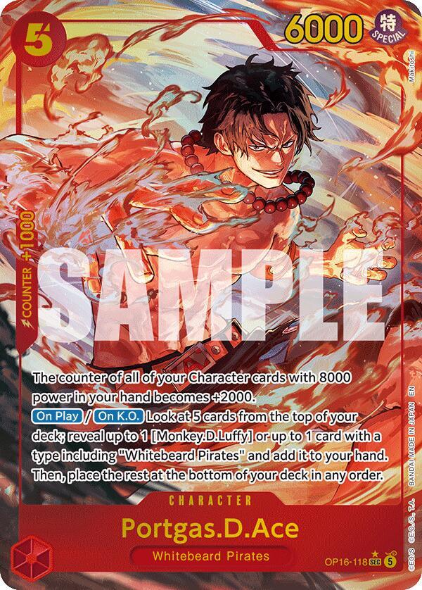 Portgas.D.Ace (Alternate Art) OP16-118 card from The Time of Battle