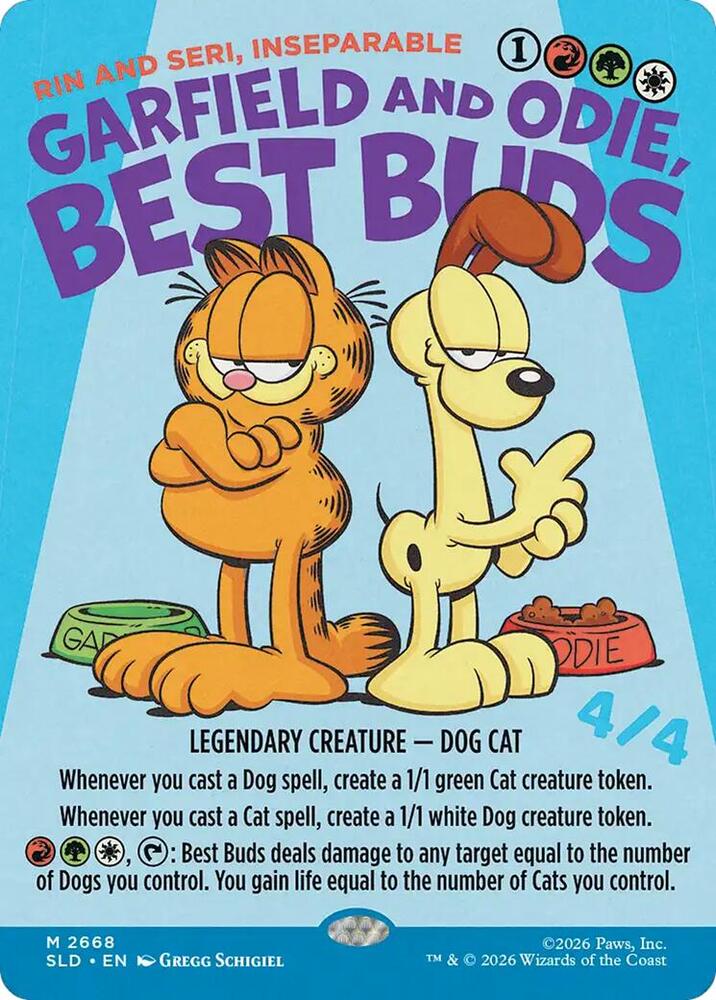 Garfield and Odie, Best Buds - Rin and Seri, Inseparable 2668 card from Secret Lair Drop Series