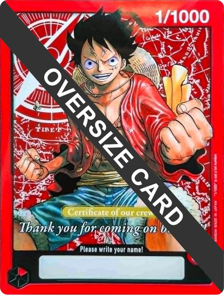 Monkey.D.Luffy (Certificate of our crew) (Oversized) 1/1000 card from One Piece Promotion Cards